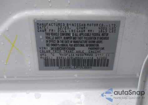 2024 Nissan Sentra Sv Xtronic Cvt z USA, uszkodzony, nr VIN 3N1AB8CV6RY268884
